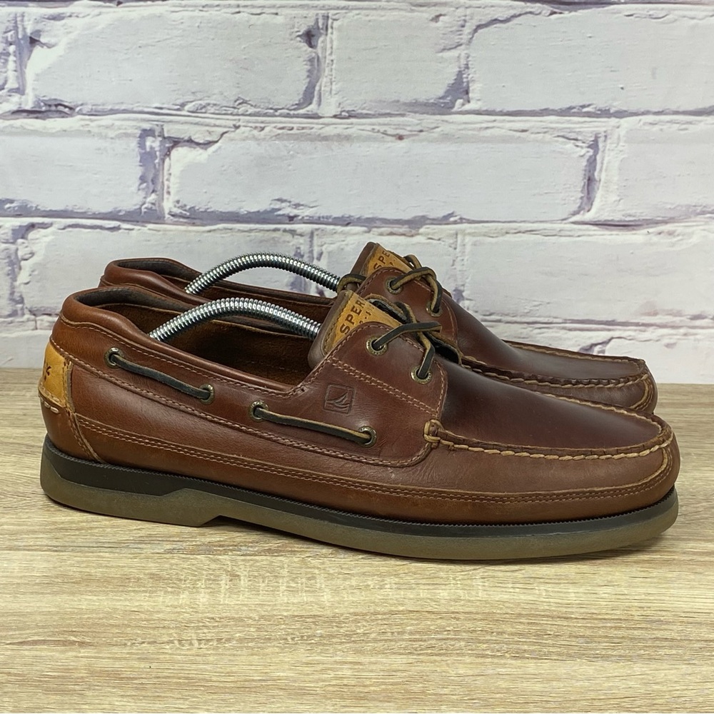 Sperry Mako 2Eye Brown Leather Moc Boat Shoes Gem
